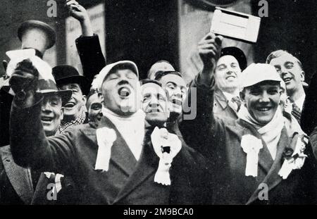 Peacetime Manchester City football fans in London to face Millwall in an FA Cup match Stock Photo