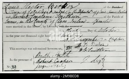 HECTOR BERLIOZ - Berlioz's marriage certificate (to Harriet Smithson). Stock Photo