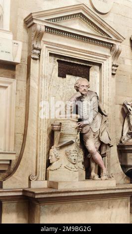 William Shakespeare (1564 - 1616) Playwright and poet. The memorial at Poet's Corner, Westminster Abbey, London. Stock Photo