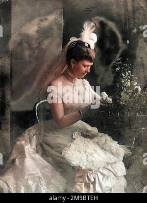 Princess May of Teck (1867 - 1953), later Queen Mary, pictured c.1885, in her 'coming out' year.  In 1891 she married the Duke of York, who became King George V of Great Britain and North Ireland (1865 - 1936). Stock Photo