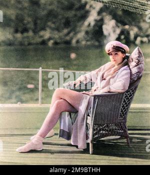 A portrait of Greta Garbo on her yacht off Catalina Island. Greta