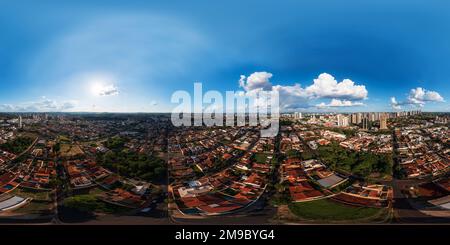 360 degree panoramic view of Ribeirao Preto, Sao Paulo, Brazil, December 25, 2021 - Aerial view of Alto da Boa Vista neighborhood and Avenida Fiusa