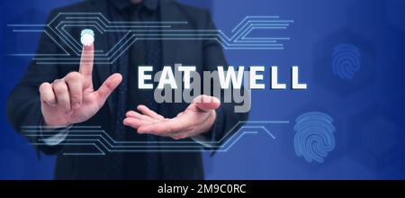 Conceptual display Eat Well. Business concept Practice of eating only foods that are whole and not processed Stock Photo