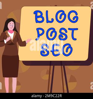 Sign displaying Blog Post Seo. Word Written on Search Engine Optimization applied to blogging social network Stock Photo