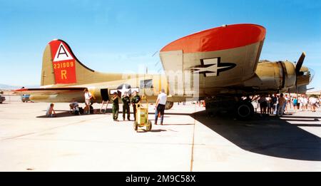 Boeing B-17G Flying Fortress 44-83575 (MSN 32216), painted as 42-31909 'Nine-0-Nine', at the Las Vegas Golden Air Tattoo, on 26 April 1997. This aircraft later crashed on 2 October 2019 at Bradley International Airport, Windsor Locks, Connecticut, killing seven of the 13 aboard. Stock Photo