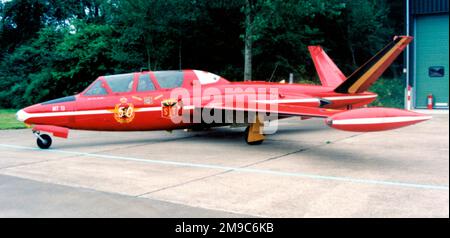 Belgian Air Force - Fouga CM.170-1 Magister MT-13 (msn 270), of the Diables Rouge (Red Devils) aerobatic display team. Stock Photo