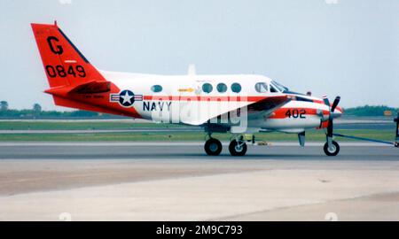 Beech T-44A 160849 (MSN LL-11, base code 'G', call-sign 402), of VT-31, at NAS Corpus Christi, Texas. Stock Photo