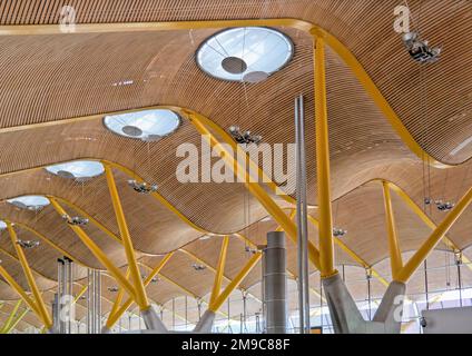 Terminal T4 at Barajas airport on JULY 27, 2012 in Madrid, Spain. T4 terminal is one of the most beautiful and largest in the world Stock Photo