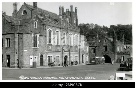 Town Hall and Bedford Square, Tavistock, West Devon, England. Stock Photo