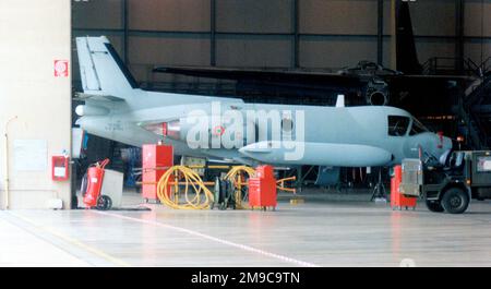 Aeronautica Militare - Piaggio PD-808GE MM61962 (msn 519) undergoing scheduled maintenance in the hangar at Pratica di Mare AB. (Aeronautica Militaire Italiano - Italian Air Force) Stock Photo