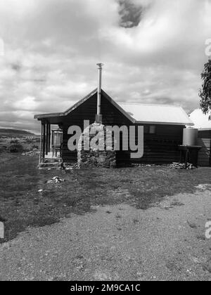 Fisherman’s shack Little Pine Lagoon Tasmania. Stock Photo