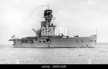 Royal Navy - HMS Hermes 95, a British aircraft carrier, the world's first ship to be designed as an aircraft carrier. Stock Photo