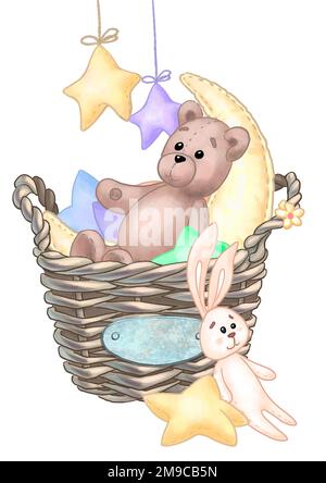 drawing of plush textile toys. High quality photo Stock Photo