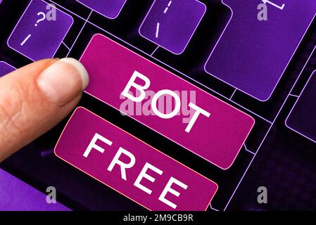 Handwriting text Bot Free. Word Written on a computer program that works automatically Internet robots Stock Photo