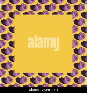 seamless pattern of purple tulips with frame and copy space  Stock Photo