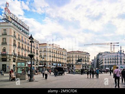 Madrid, Spain - May 2018: Puerta del Sol - one of the famous landmarks of the capital Stock Photo