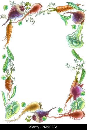 wooden baner and fresh vegetables illustration. High quality photo ...