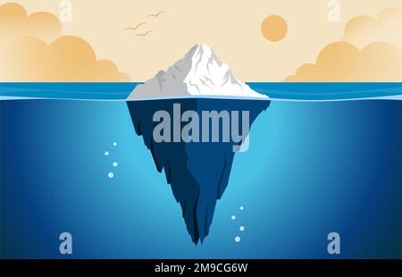 iceberg in the ocean with sunset Stock Photo