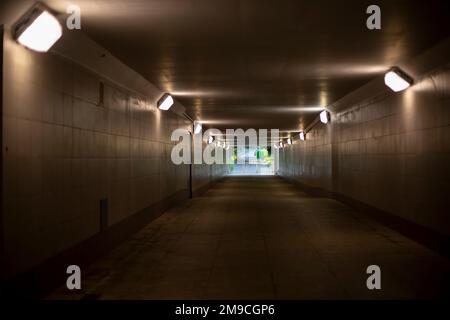 Tunnel in city. Light in tunnel under road. Stock Photo