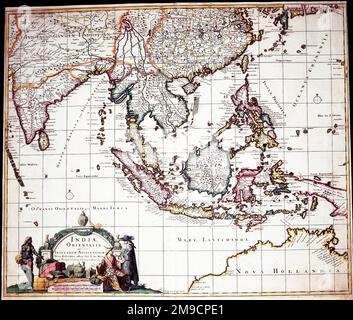 17th / 18th century Map of the East Indies Stock Photo