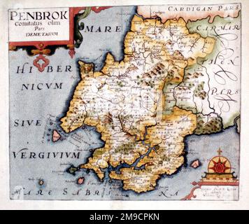 17th century Map of Pembroke, Wales Stock Photo