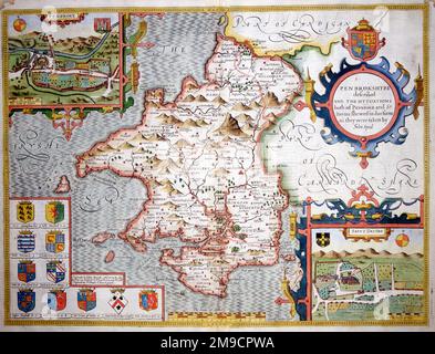 17th century Map of Pembroke, Wales Stock Photo