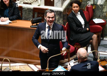 Paris, France. 17th Jan, 2023. French Government Spokesperson Olivier Veran during a session of questions to the government at The National Assembly in Paris on January 17, 2023. Credit: Victor Joly/Alamy Live News Stock Photo