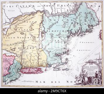 18th century Map of New England, New Jersey and New York, America Stock Photo