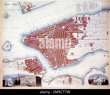 19th century Map of New York, America Stock Photo