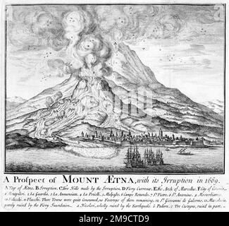 Mount Etna Volcano - Eruption in 1669 Stock Photo