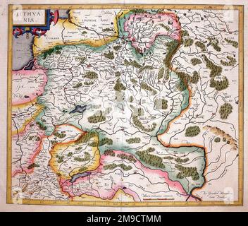 17th century Map of Lithuania Stock Photo