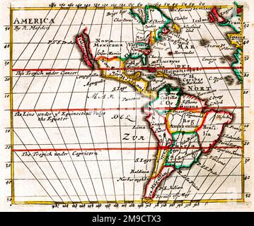 18th century Map of North and South America Stock Photo