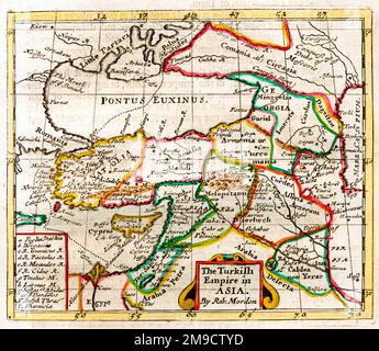 17th century Map of the Turkish Empire in Asia Stock Photo