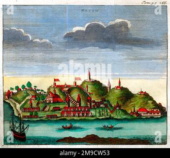 18th century view of Macao, Portugal (China) Stock Photo