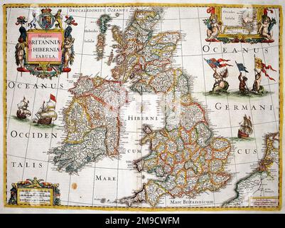 17th century Map of Great Britain and Ireland - Magnae Britanniae et Hiberniae Tabula Stock Photo