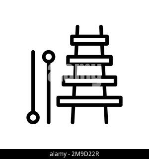 Xylophone line icon isolated on white background. Black flat thin icon on modern outline style. Linear symbol and editable stroke. Simple and pixel pe Stock Vector