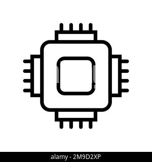 Processor line icon isolated on white background. Black flat thin icon on modern outline style. Linear symbol and editable stroke. Simple and pixel pe Stock Vector