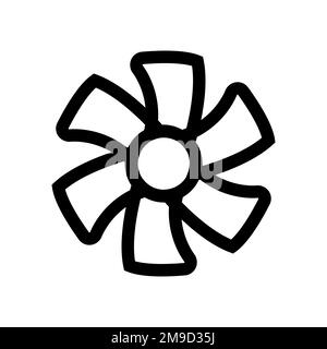 Wind fan line icon isolated on white background. Black flat thin icon on modern outline style. Linear symbol and editable stroke. Simple and pixel per Stock Vector