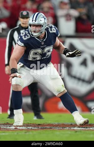 Dallas Cowboys center Tyler Biadasz (63) walks onto the field