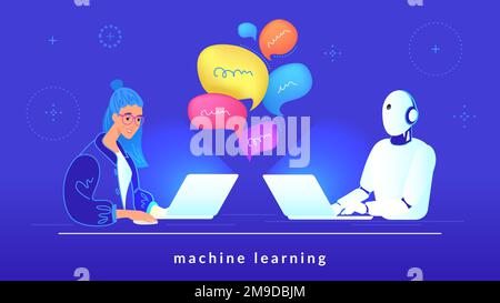 Artificial intelligence and machine learning technology Stock Vector