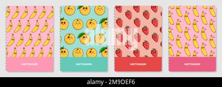 Cover page templates. Vector fruits prints.  Stock Vector