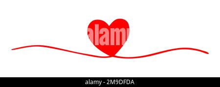 Scribbled heart hand drawn with thin line, divider shape. Isolated on white background. Vector illustration Stock Vector