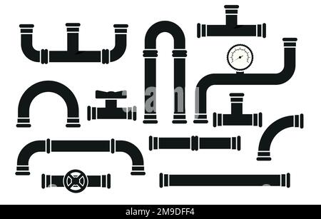 Vector black pipe fittings icon set Stock Vector Image & Art - Alamy