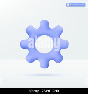 Gear icon symbol. Technical support, Cogwheel, maintenace update, Repair, optimizing, development workflow concept. 3D vector isolated illustration, C Stock Vector