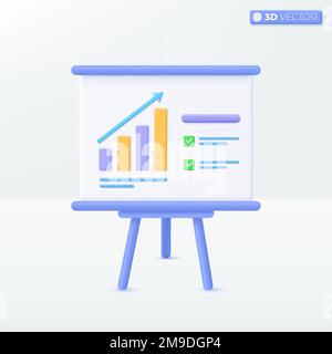 White board for presentation and projector tripod icon symbol. Equipment for conferences and marketing strategy, Business concept. 3D vector isolated Stock Vector