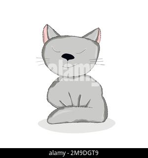 Cute cats, isolated funny characters. Flat vector illustration for banner, card, postcard, wallpaper, poster. Domestic animal lifestyle. Comic kitten Stock Vector