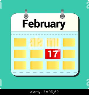 calendar vector drawing, date February 17 on the page Stock Vector