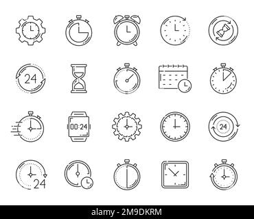 Time symbols. Calendar clock fast work time manageent thin linear icon ...
