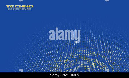 Abstract techno background with yellow dotted circle. Technologic vector graphic pattern Stock Vector