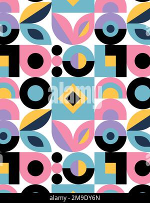 Geometric abstract retro pattern in Bauhaus style. Geometric Cover. Stock Vector